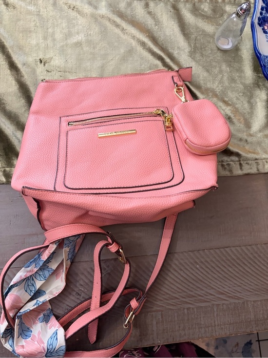 Steve Madden Handbags - Steve Madden Coral Pink Pebbled Leather Crossbody with Floral Scarf